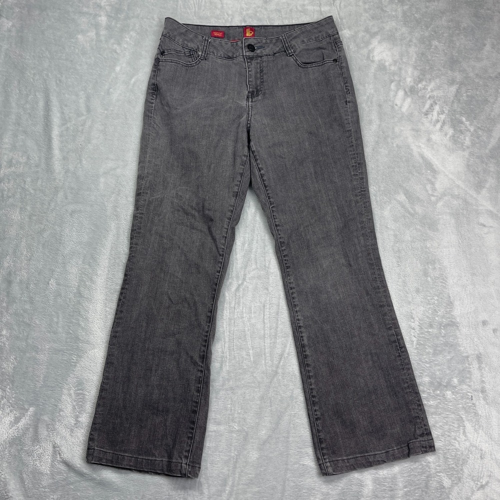 OOH LA LA Boogie Bootcut Jeans Womens 10 (32x29) Gray Denim Y2k Boho Streetwear